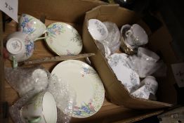 A TRAY OF ROYAL ALBERT SILVER MAPLE AND FOLEY CHINA