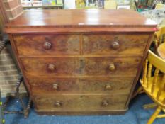 A VICTORIAN MAHOGANY FIVE DRAWER CHEST OF DRAWERS