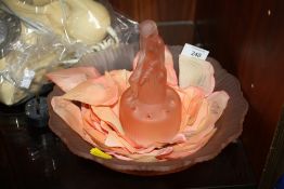 AN ART DECO STYLE PINK GLASS FIGURAL TABLE CENTRE PIECE