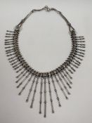 AN UNUSUAL WHITE METAL COLLARETTE, MARKED BA, 70 GRAMS