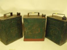 TWO VINTAGE PRATTS JERRY CANS TOGETHER WITH AN ESSO EXAMPLE