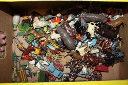 A QUANTITY OF BRITTAINS AND OTHER METAL ANIMAL FIGURES ETC.