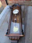 AN ANTIQUE WALNUT VIENNA WALLCLOCK H-103 CM S/D ( MISSING SIDE GLASS PANEL )