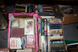 FOUR TRAYS OF VINTAGE FICTIONAL BOOKS