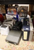 A QUANTITY OF ELECTRICALS TO INCLUDE A CROSLEY RECORD PLAYER, TYPEWRITER ETC,