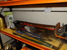 A SMALL SELECTION OF GARDENING TOOLS ETC