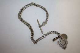 AN ANTIQUE HALLMARKED SILVER GRADUATED ALBERT POCKET WATCH CHAIN WITH SILVER FOBS TOTAL WEIGHT 65.