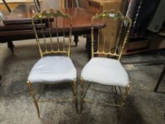 A PAIR OF METAL/ BRASS BANQUETING CHAIRS