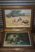 TWO LARGE FRAMED AND GLAZED SIGNED DAVID SHEPHERD PRINTS ENTITLED 'THE OLD FORGE' 812/850 AND 'THE