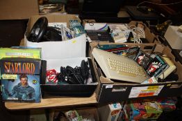 TWO BOXES OF VINTAGE AND MODERN GAMES CONSOLES ACCESSORIES AND GAMES ETC. TO INCLUDE AN AMIGA