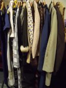 A QUANTITY OF LADIES VINTAGE CLOTHING VARIOUS 50s, 60s & 70s EXAMPLES COMPRISING SKIRTS, 2PC SUITS