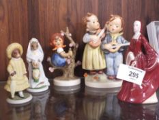 TWO GOEBEL FIGURES TOGETHER WITH THREE FRANKLIN PORCELAIN FIGURES (5)