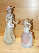 TWO NAO FIGURES OF GIRLS WITH FLOWERS, MODEL NUMBERS 1158 AND 1537