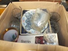 TWO BOXES OF ASSORTED GLASSWARE TO INCLUDE CUT GLASS