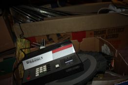 TWO BOXES OF MODEL RAILWAY TRACK AND POWER UNITS TO INCLUDE HORNBY