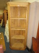 AN ANTIQUE PINE OPEN CORNER CUPBOARD H-191 CM