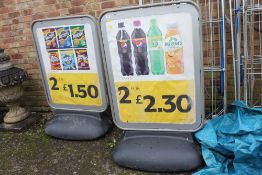 TWO FREE STANDING ADVERTISING SIGNS