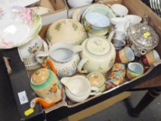 A TRAY OF ASSORTED CHINA TO INCLUDE ROYAL ALBERT ROYAL WINDSOR ETC.