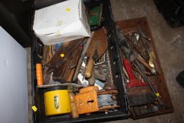 A TRAY PLUS A SMALLER BOX OF HANDTOOLS ETC