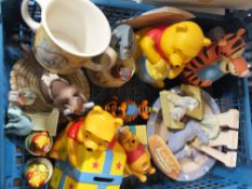 A SMALL TRAY OF DISNEY RELATED COLLECTABLES TOGETHER WITH A SMALL QUANTITY OF COLLECTORS PLATES