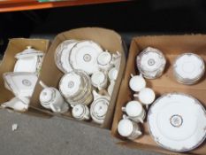 THREE BOXES OF WEDGWOOD OSBOURNE CHINA TO INCLUDE TEA AND COFFEE POTS