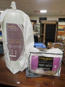 AN UNUSED SINGLE MATTRESS AND MATTRESS TOPPER