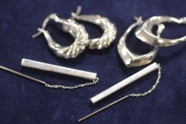 THREE PAIRS OF SILVER / 925 EARRINGS - APPROX 9.6G