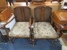 A PAIR OF BERGERE WALNUT ARMCHAIRS CIRCA. 1930 (2)