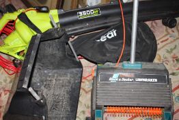 A GARDEN GEAR 3500W VARIABLE POWER ELECTRIC LEAF BLOWER TOGETHER WITH A BLACK AND DECKER LAWN