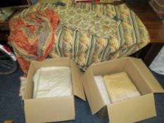 A QUANTITY OF LINED CURTAINS TO INCLUDE TAPESTRY STYLE EXAMPLES - TWO BOXES