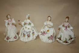 FOUR ROYAL DOULTON LADY FIGURES, DIANA HN2468, FIGURE OF THE MONTH JUNE HN2790, COUNTRY ROSE
