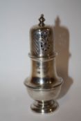 A HALLMARKED SILVER SUGAR CASTER WITH WEIGHTED BASE