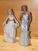 TWO NAO FIGURES OF LADIES, ONE MARKED WITH MODEL NUMBER 1343, THE OTHER WITHOUT MODEL NUMBER