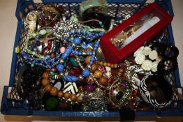A TRAY OF COSTUME JEWELLERY