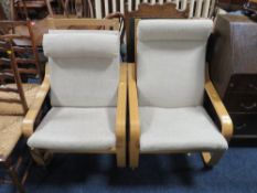 A PAIR OF MODERN IKEA STYLE ARMCHAIRS