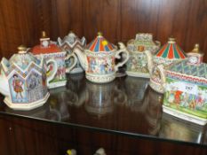 A COLLECTION OF SEVEN NOVELTY SADLER TEAPOTS