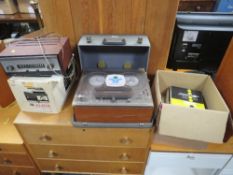 A VINTAGE TANDBERG MODEL 72B TWO TRACK TAPE RECORDER WITH REELS TOGETHER WITH A VINTAGE LEAK TUNER