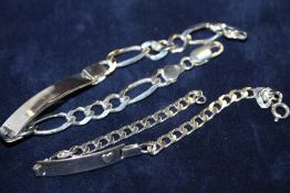 TWO MODERN SILVER / 925 IDENTITY BRACELETS, ONE ADULT & ONE CHILDS - APPROX 14.7G