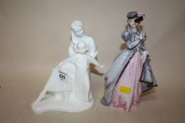 A ROYAL WORCESTER MASQUERADE HAYLEY FIGURE TOGETHER WITH A ROYAL DOULTON IMAGES MOTHER AND