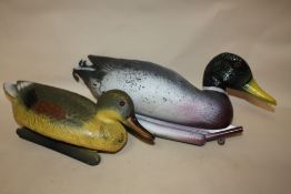 TWO BLOW MOULDED DECOY DUCKS