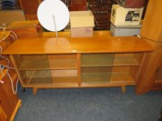 A RETRO LIGHT OAK GLAZED BOOKCASE WITH LATER TOP W-158 CM