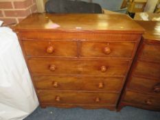 A 19TH CENTURY CHEST OF FIVE DRAWERS H-108 W-98 CM A/F