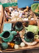 TWO TRAYS OF ASSORTED CERAMICS TO INCLUDE A QUANTITY OF ANIMAL FIGURES, COALPORT ETC.