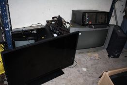THREE VALVE TV'S PLUS A FLATSCREEN TV TOGETHER WITH 2 COMPUTER TOWERS ETC (ALL A/F)