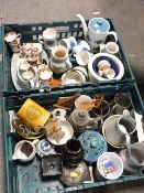 TWO TRAYS OF CHINA AND CERAMICS TO INCLUDE JOHNSON BROS CHINA (PLASTIC TRAYS NOT INCLUDED)