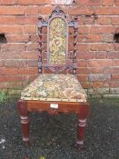 A VICTORIAN ROSEWOOD BARLEYTWIST CHAIR S/D
