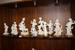 A NAO FIGURE OF A YOUNG GIRL HOLDING A PUPPY TOGETHER WITH A COLLECTION OF MODERN RESIN FIGURES ON