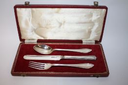 A CASED HALLMARKED SILVER CHRISTENING SET