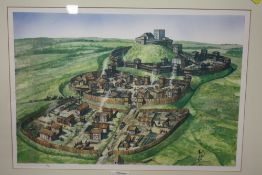 A FRAMED AND GLAZED LIMITED EDITION STAFFORD CASTLE PRINT BY R SCOLLINS