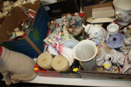 THREE BOXES OF CERAMIC FIGURES ETC TO INCLUDE A NATIVITY SCENE, AYNSLEY ETC